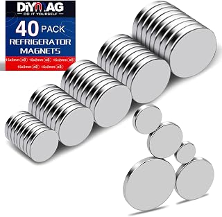 DIYMAG Neodymium Rare Earth Magnets, 40 Pack 5 Sizes - Strong Small Magnets for Fridge, DIY Crafts, Kitchen Office (Rust-Proof, Scratch-Free)