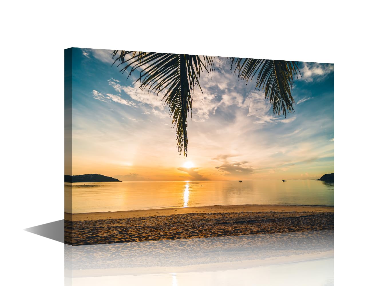 Canvas Prints Wall Art Tropical Paradise Island Beach Nature Seascape Picture Artwork Prints Framed Ready to Hang for Home Office Bedroom Living Room Bathroom Kitchen Wall Decor 1 Pieces (12"Wx18"H)
