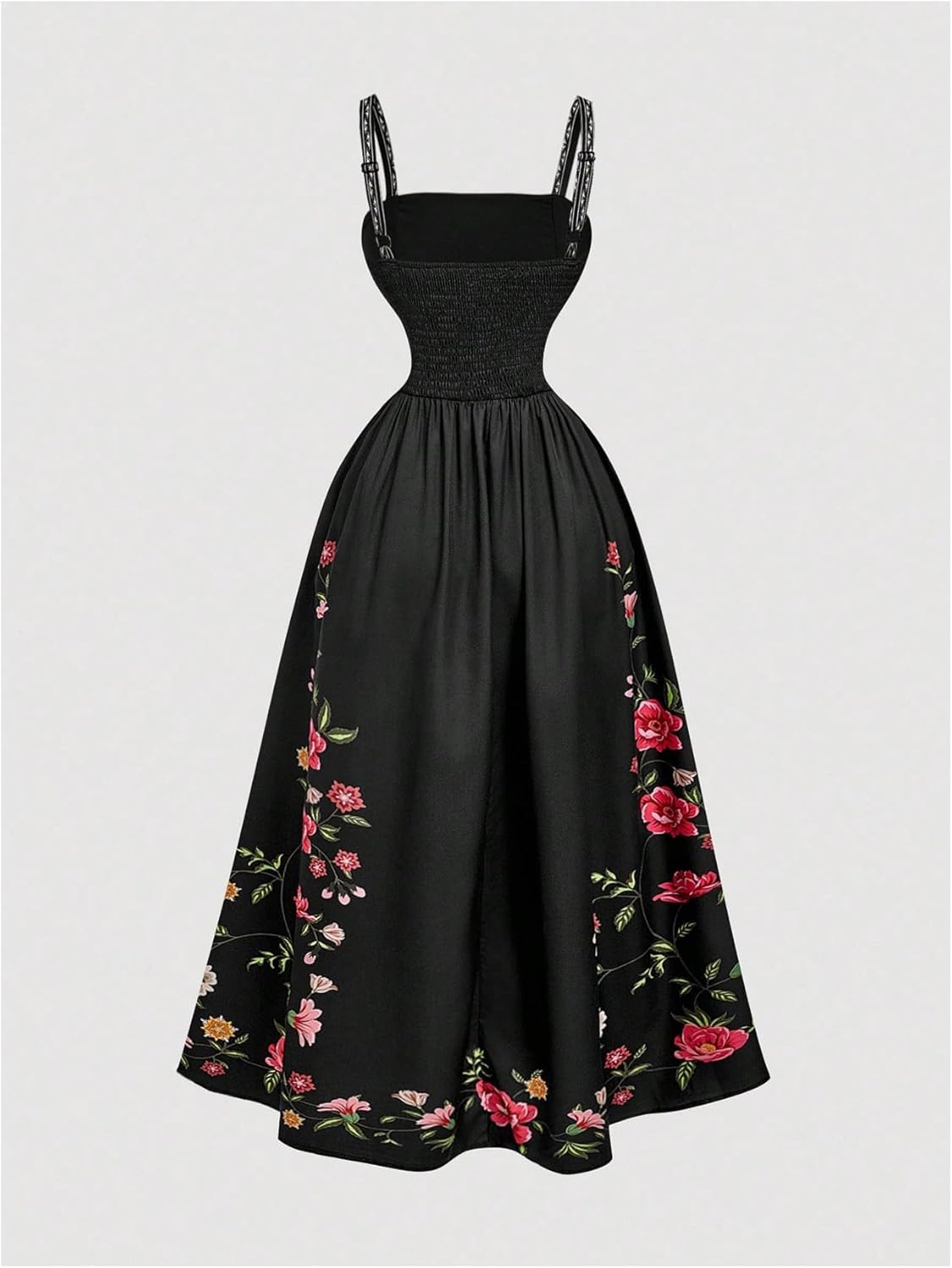 Floerns Women's Summer Floral Long Dress Smocked Ruffle Flowy Wedding Guest Dresses - Image 2