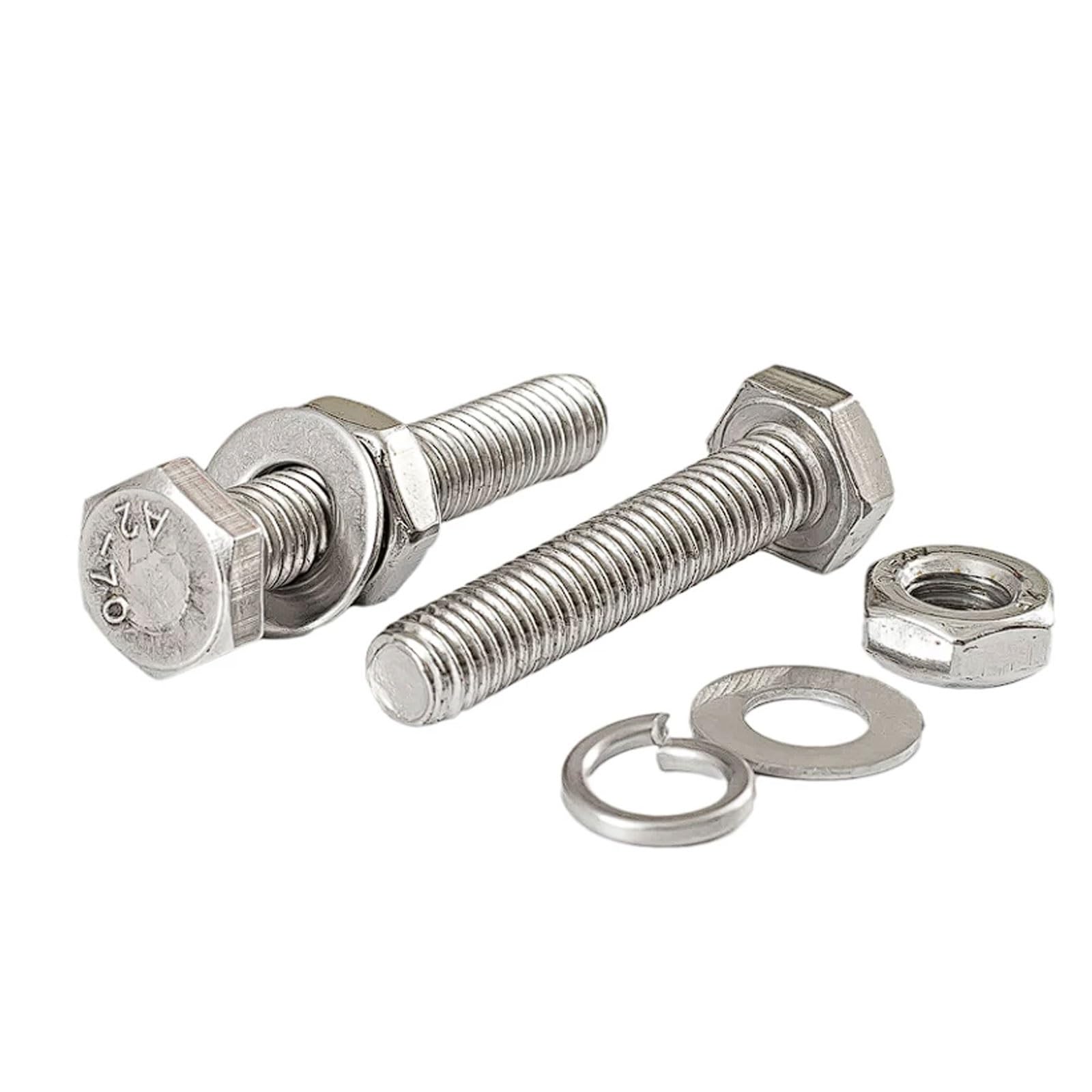 Kit de tuercas y pernos cabeza hexagonal M6 acero inoxidable 201 con arandelas, 100 juegos, juego completo sujetadores, surtido hardware(M6*60 (100 sets))