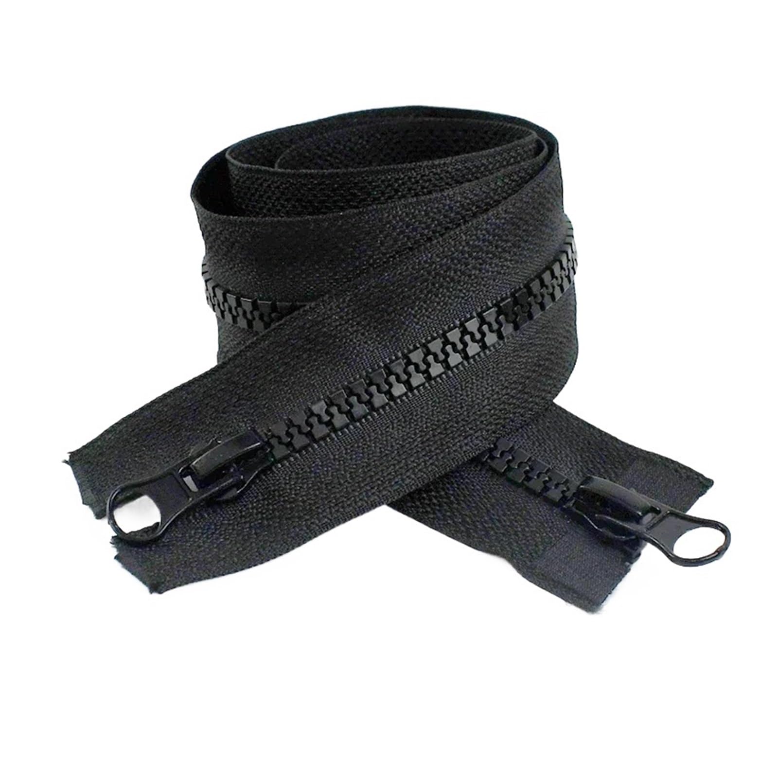 1pc 5# 60-300cm Long Resin Zipper Sewing Zippers with Single/Double Sliders Zip Closure for Tent Coat Clothes Repair Accessory(Black-Double,80cm No5)
