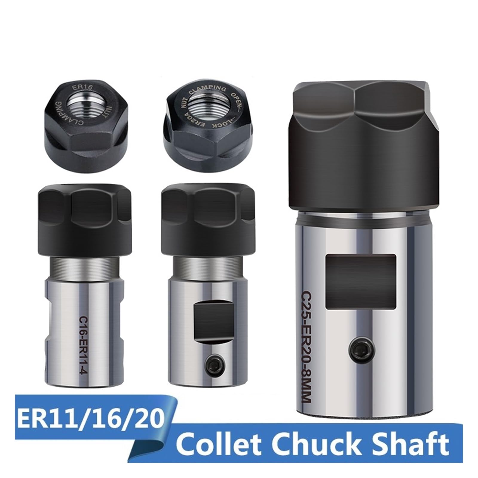 Przedłużacz wrzeciona CNC, uchwyt tokarski, 1 sztuka, ER11 ER16 ER20, tuleja zaciskowa, narzędzia, przedłużacz wrzeciona 4 mm-16 mm (C25-ER20A-50L-10MM)