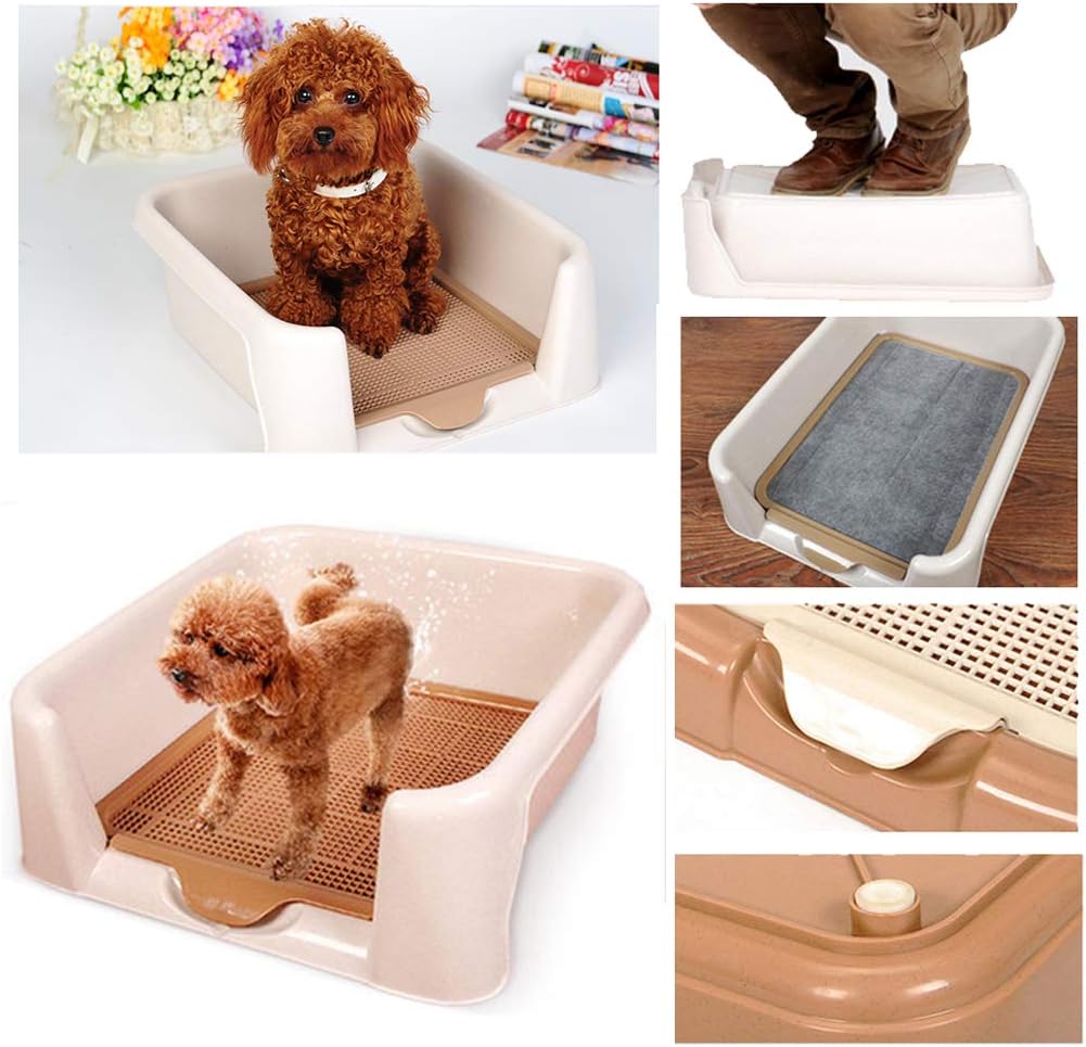 HORV Indoor Outdoor Training Tray for Dogs Litter Box Toilet with Fence, Pee Post for Male Pets, Keep Paws Dry & Floor Clean : Pet Supplies