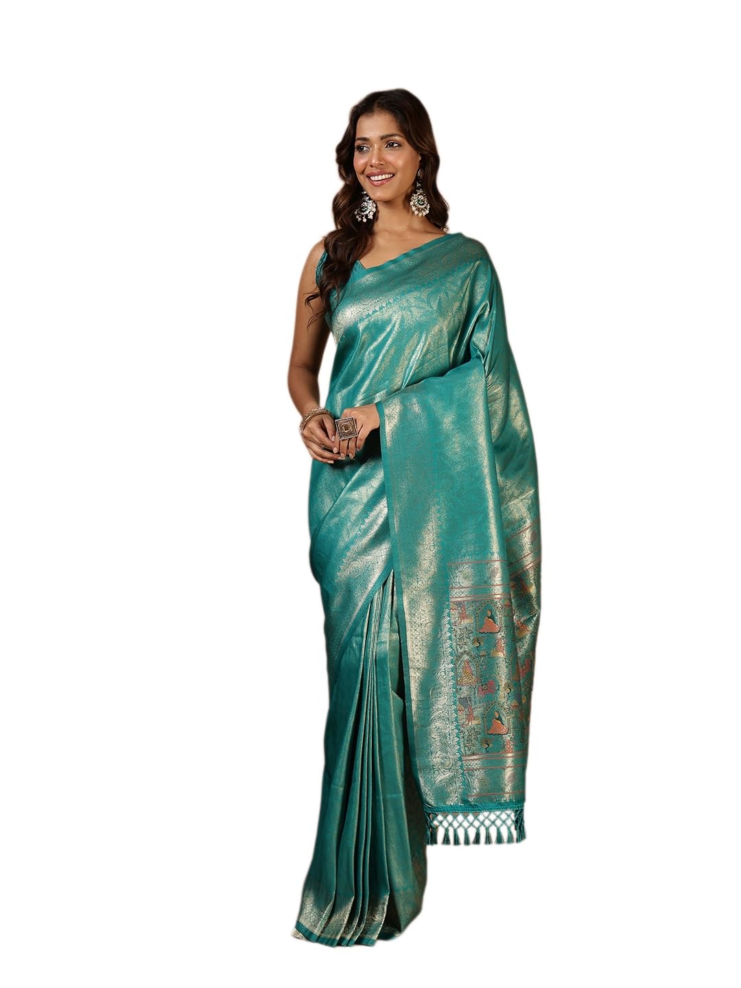 meena bazaar Blue Woven Art Silk Saree-picture-10