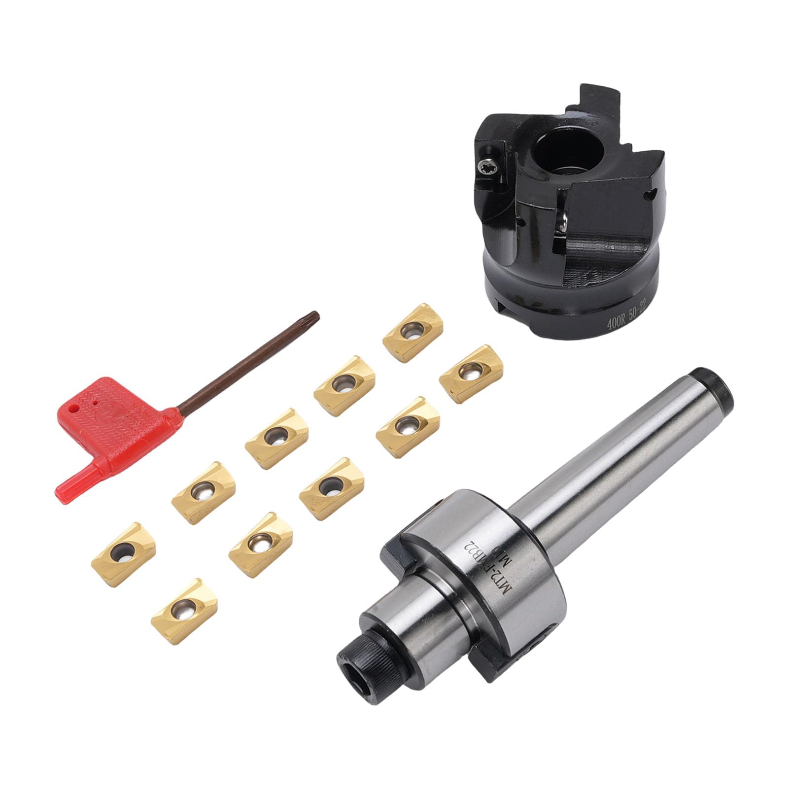 YWBL-WH Kit Fresa per Spianatura MT2 FMB22 Portafresa CNC Indicizzabile Ad Alta velocità con 10 Inserti in Metallo Duro APMT1604 per Fresatrici, Foratrici e Alesatrici