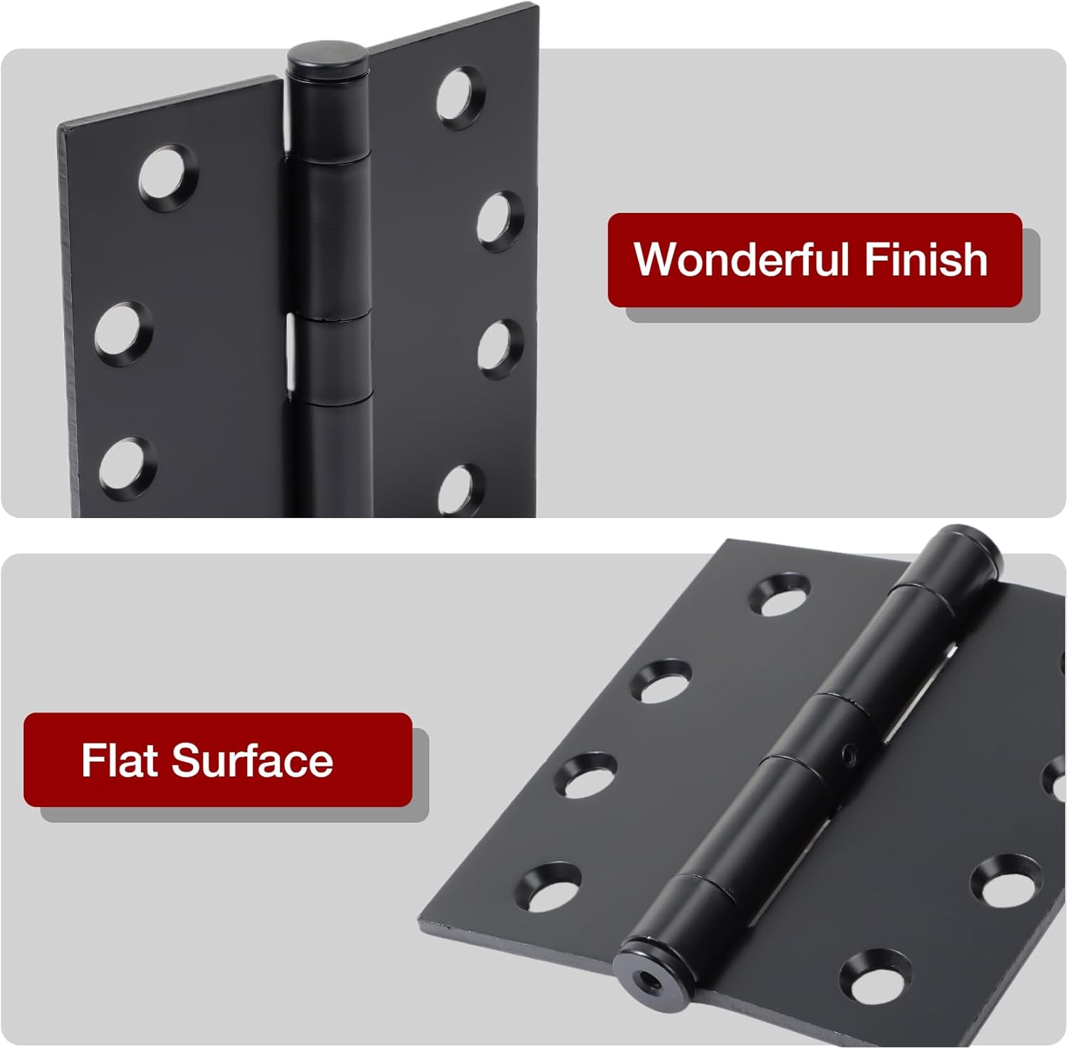 3 Pack 4.5 Inch Heavy Duty Hinges Black Square Corner Commercial Door Hinges 4-1/2 x 4-1/2 Industrial Grade Hinge Full Mortise Interior/Exterior Hinge for Doors Residential Office Cafe Garage
