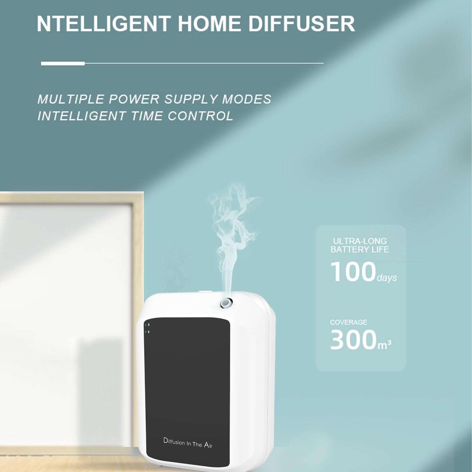 Diffusore di oli essenziali senza acqua, 150ml Smart Scent Air Machine Diffusore per aromaterapia Macchina per profumo domestico Controllo app Supporto a parete per casa Hotel (In bianco e nero)