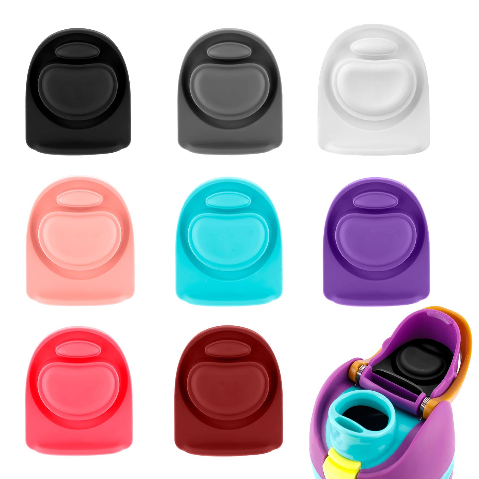 BOXOB 8pcs Water Bottle Lid Stopper Replacement for Owala, 8 Colors Silicone Bottle Spout Mouth Cap Stopper Rubber Seal Gasket Plug Accessories Parts