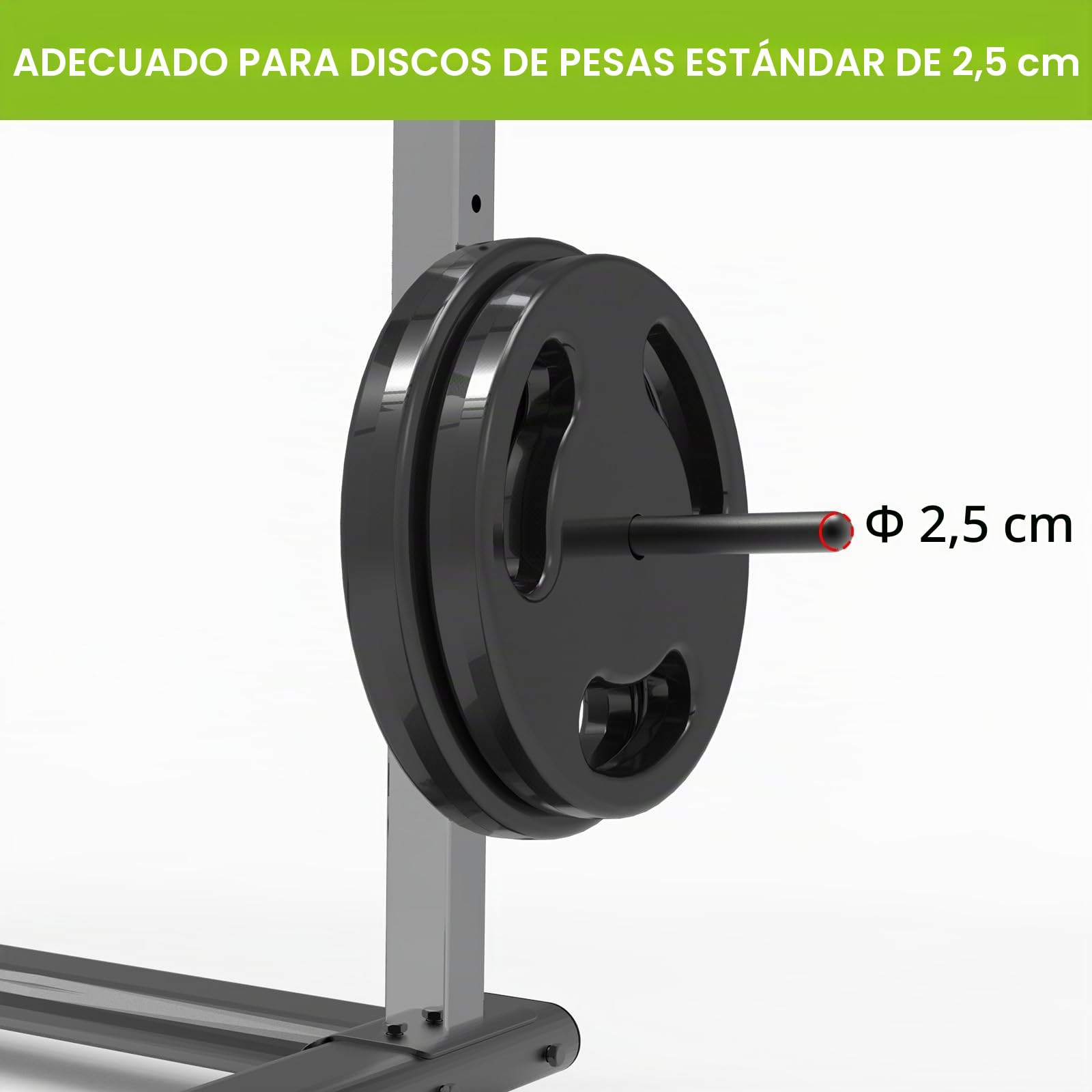 Kipika Juego de Ganchos en J y Soporte para Discos de Peso - Rack de Potencia 2 x 2 Pulgadas, Agujero 5/8 o 1 Pulgada - Accesorios para Sentadillas y Entrenamiento de Fuerza