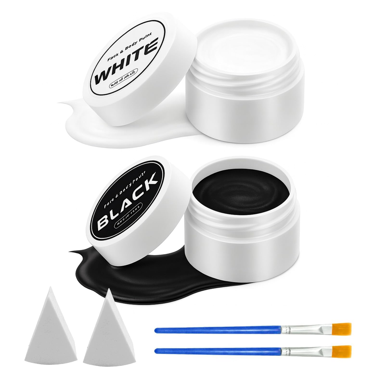 6 PCS Black and White Face Body Paint Set for Halloween Makeup