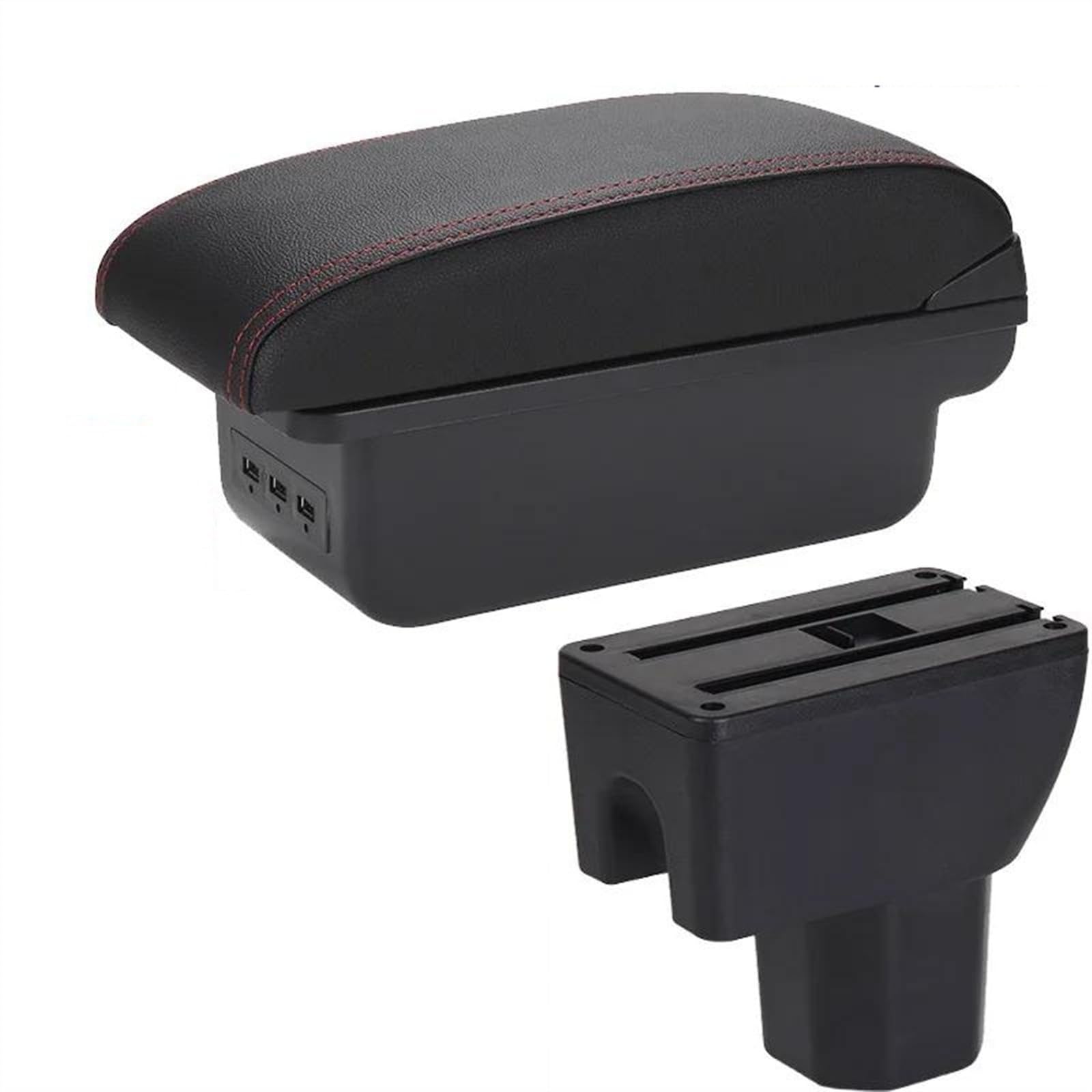 NOHEEU Car Center Console Storage Box Multifunctional Armrest Interior Accessories For Splash(B1 Black red 3USB)