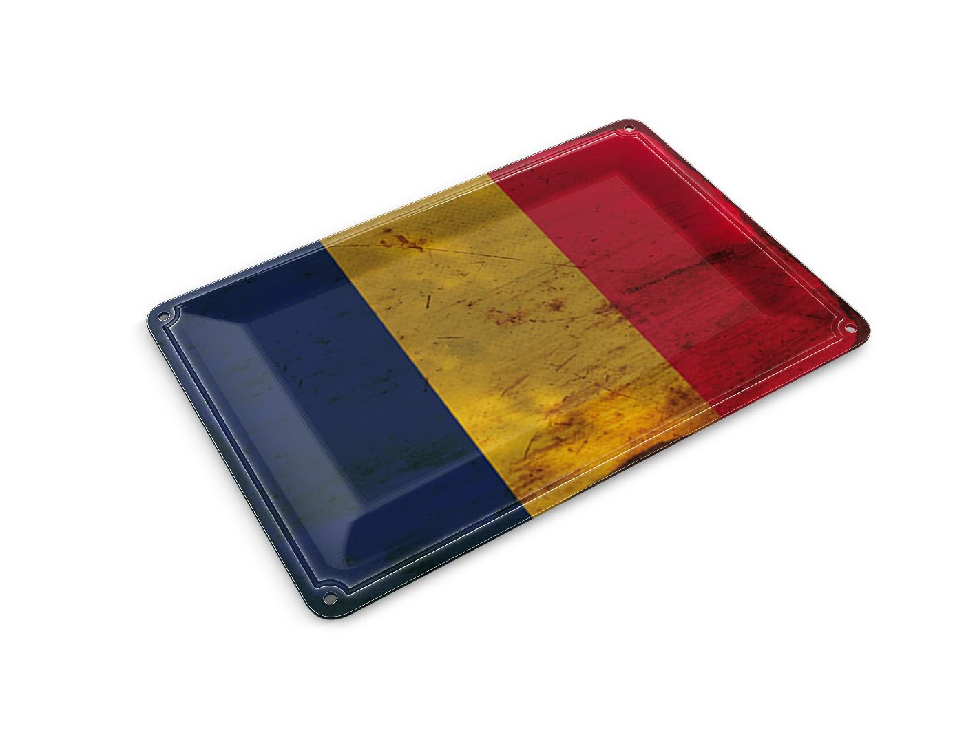 Femer Tin Postcard Flag of Chad 14 x 10 cm Flag of Chad Rust Decorative Sign
