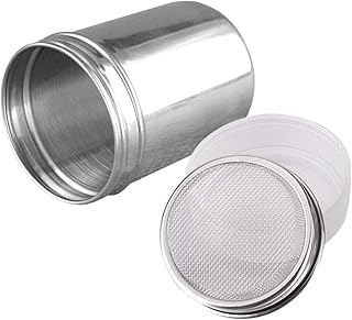 Powder Sugar Shaker with Lid - Stainless Steel Fine Mesh Shaker Cinnamon...