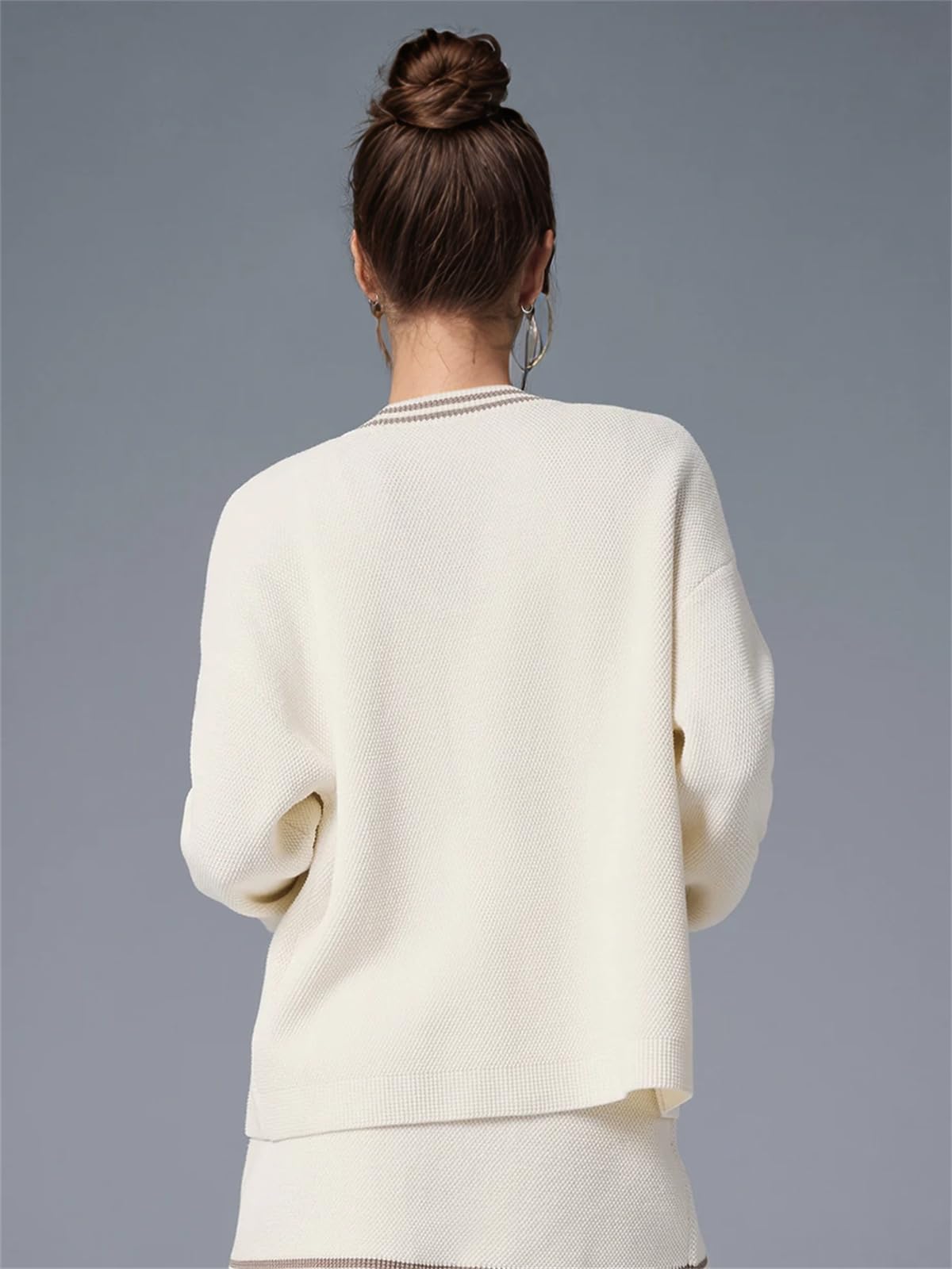 Suéteres tipo cárdigan para mujer, de gran tamaño, con cuello en V, con botones, parte delantera abierta, de punto, de manga larga, chaquetas ligeras