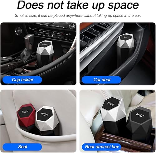 Miniatura 4 de Bote de basura para automóvil con tapa, mini bote de basura portátil para automóvil, pequeño cubo de basura a prueba de fugas, cubo de basura