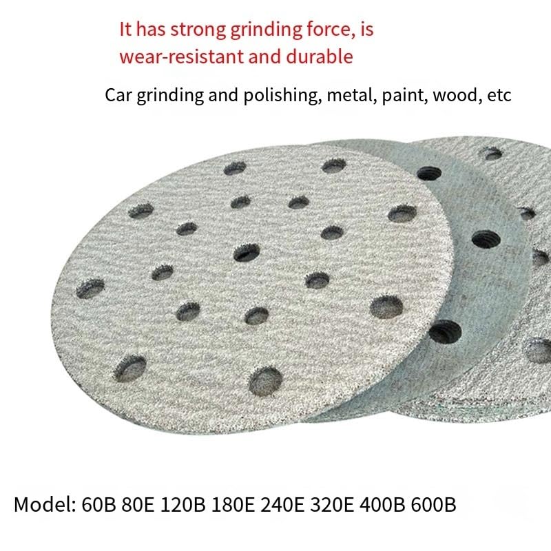 Carta vetrata bianca da 6 pollici a 17 fori 150 mm Levigatura di vernice automobilistica del legno Lucidatura Abrasivo 80-600 Mesh(P80,50pcs)