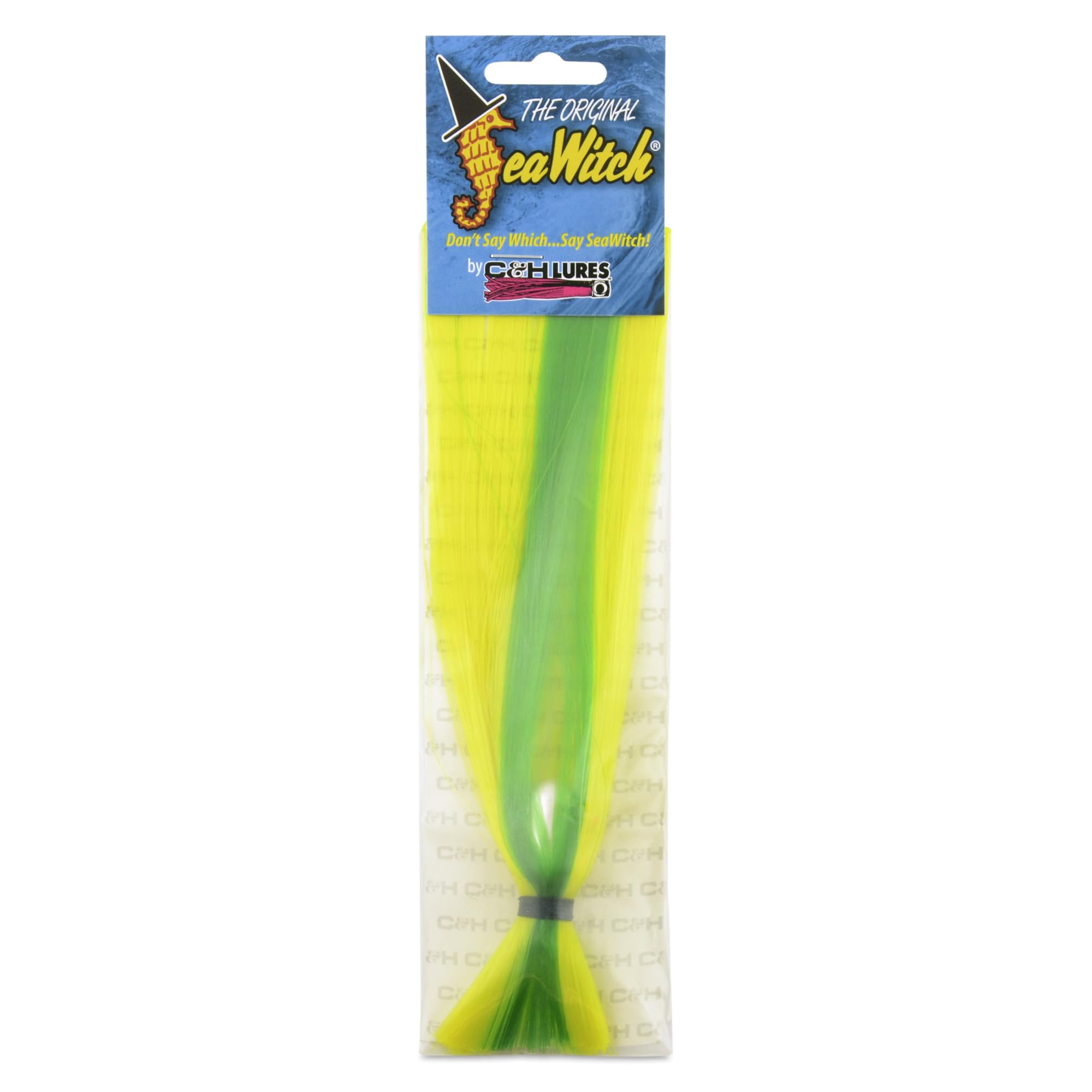 C&H Lures Sea Witch Saltwater Fishing Lure | Offshore Trolling Lure | Nylon Skirt, UV-Resistant | Chartreuse/Green Skirt, 1.5 oz Head Weight