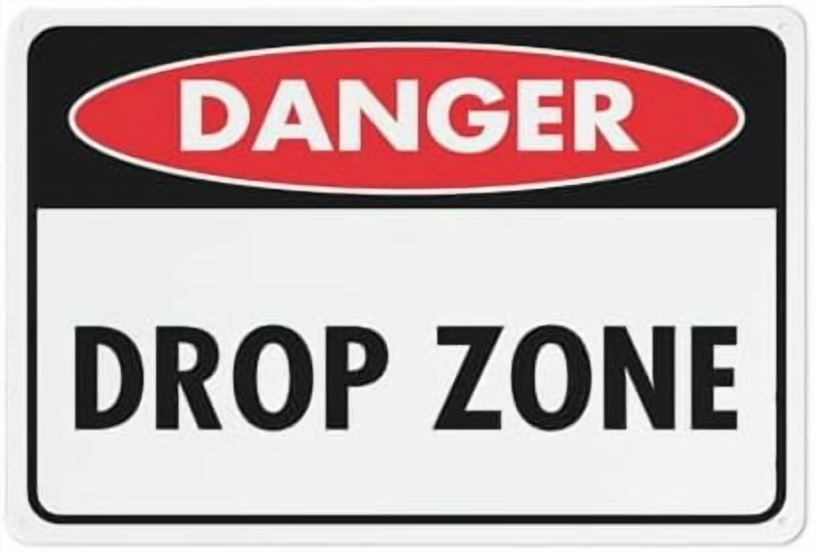 (2-Pack) Metal Tin Sign Danger Drop Zone Sign Signs Outdoor, Uv Printed 12 X 8 In, Weatherproof And Signs