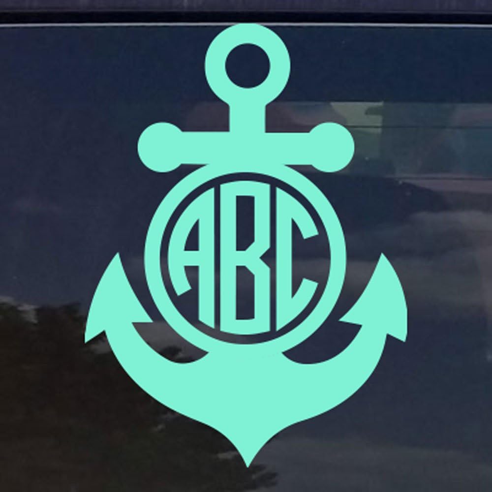 Eggleston Design Co Custom Circle Anchor Monogram Initials Sticker Decal for Tumbler Cups, Laptops, Car Windows (fits Yeti and RTIC Cups) (14 Colors) (2")