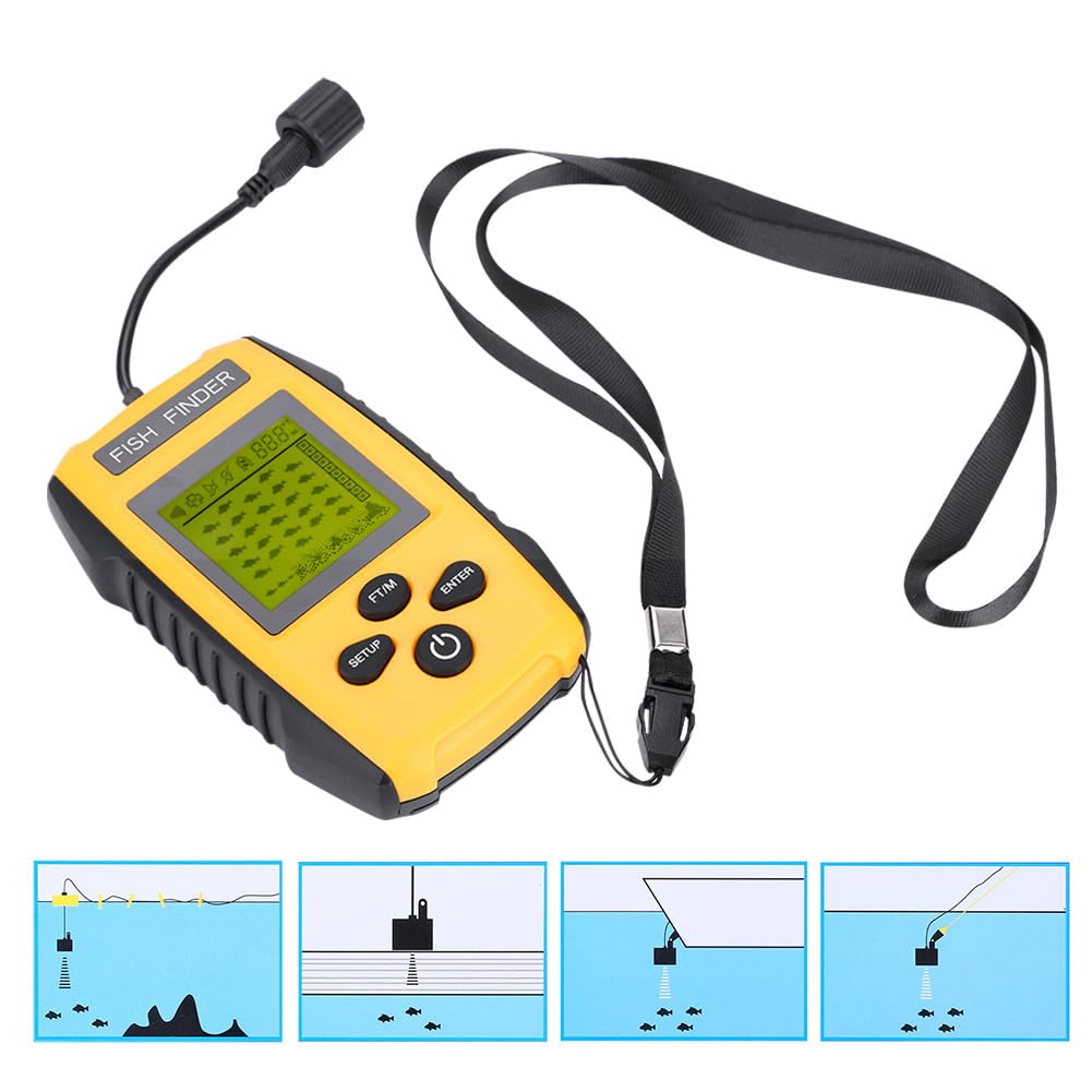 Sonda de pesca portátil con transductor de sensor de sonar y pantalla LCD . Accesorio de pesca .