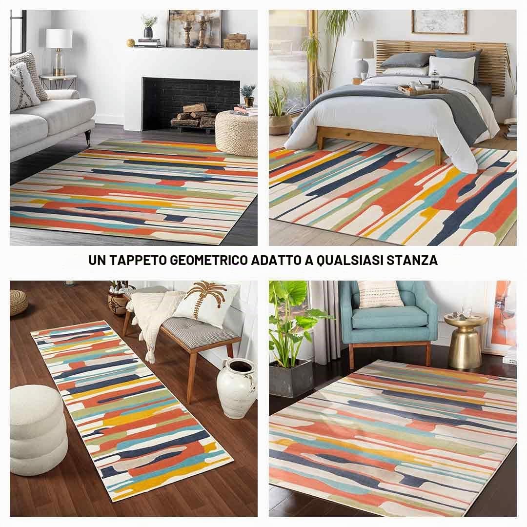 Livabliss Atlanta Tappeto Salotto Moderno per Casa, Sala da Pranzo e Cucina Tappeto Geometrico Astratti Neutri Aztechi Stile Boho, leggera da Pulire, Ampio 120x170cm, Arancione, Blu, Beige