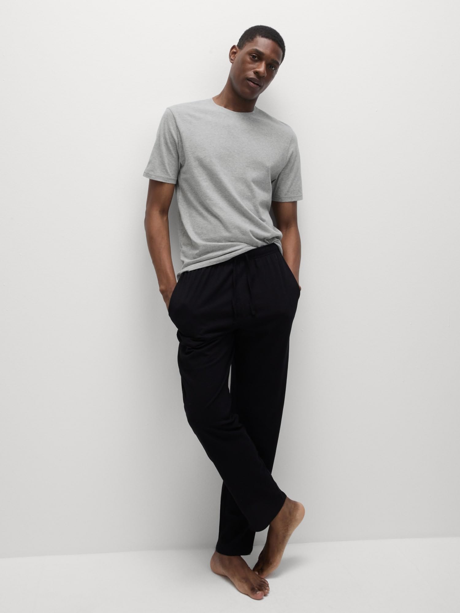Marks & Spencer Pyjama Homme en Pur Coton, Coupe Standard, Taille à Cordon, avec Poches