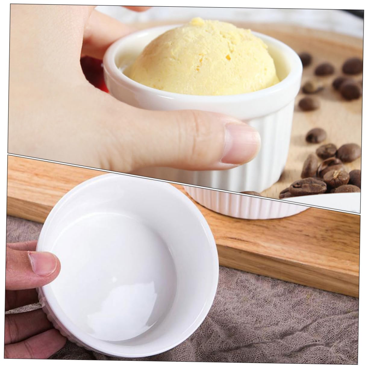 NAMOARLY 4-piece Ceramic Ramekin Set Oven Safe Baking Bowls for Pudding Mousse Jelly Small Dessert Baking Cups Non-slip Bottom