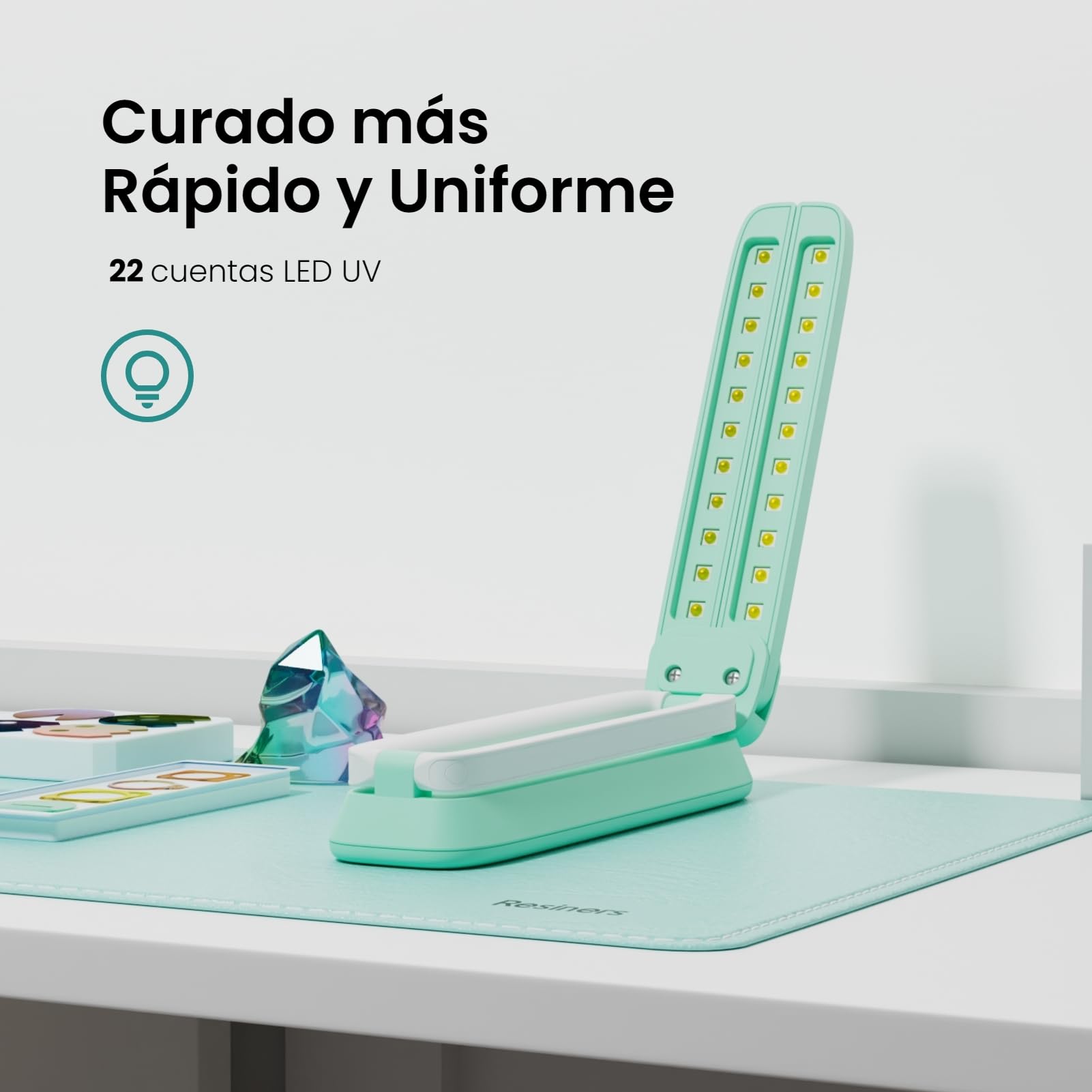 Resiners Luz UV para curado de Resina, Luz de Resina UV, lámpara UV inalámbrica y Recargable, 3 en 1 de usos, luz Ultravioleta Plegable de luz Negra LED, Herramientas de Suministros artesanales
