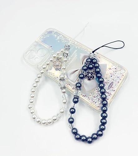 Miniatura 8 de Cell Phone Lanyard Wrist Strap Phone Charms Strap Beaded Phone Lanyard Bowknot Pearl Handmade Bracelet Keychain Cell Phone Chain for Women Girls