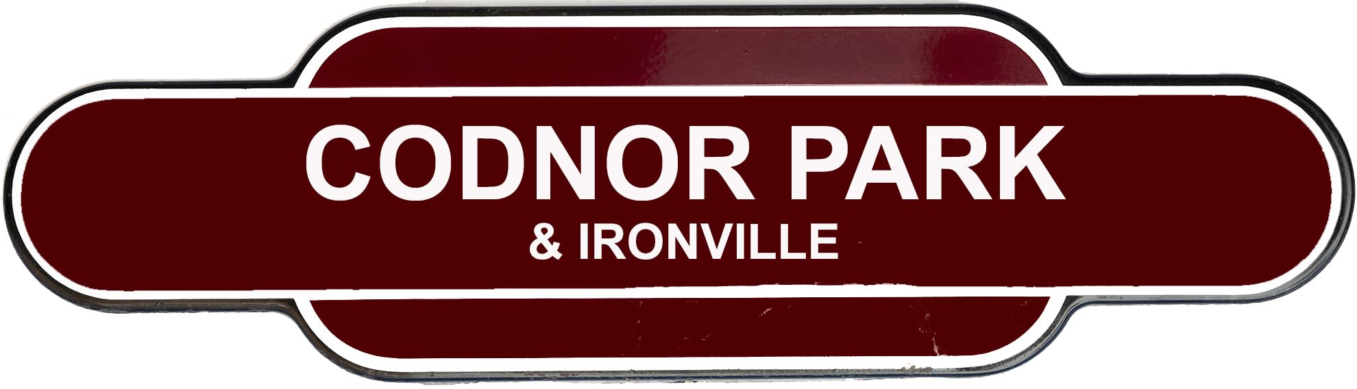Railway Station Totem Sign, Stations Or Personalised Metal, Multiple Colours and Sizes, Rust-Proof (405X105 MM, CODNOR PARK)