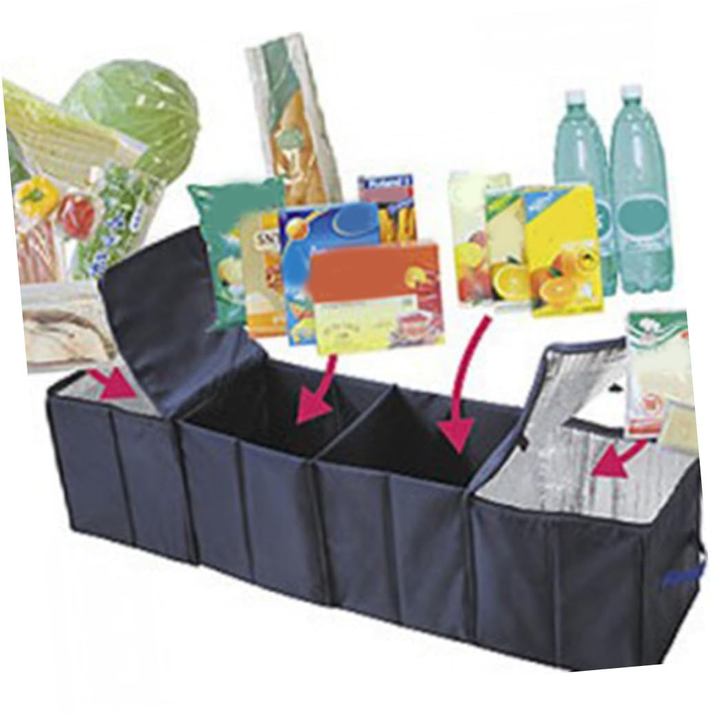 Organizer Bagagliaio Auto Pieghevole 4 Scomparti Pvc Nero | Capacità Ampia, Maniglie e Struttura Espandibile, per Tenere gli Oggetti in Ordine