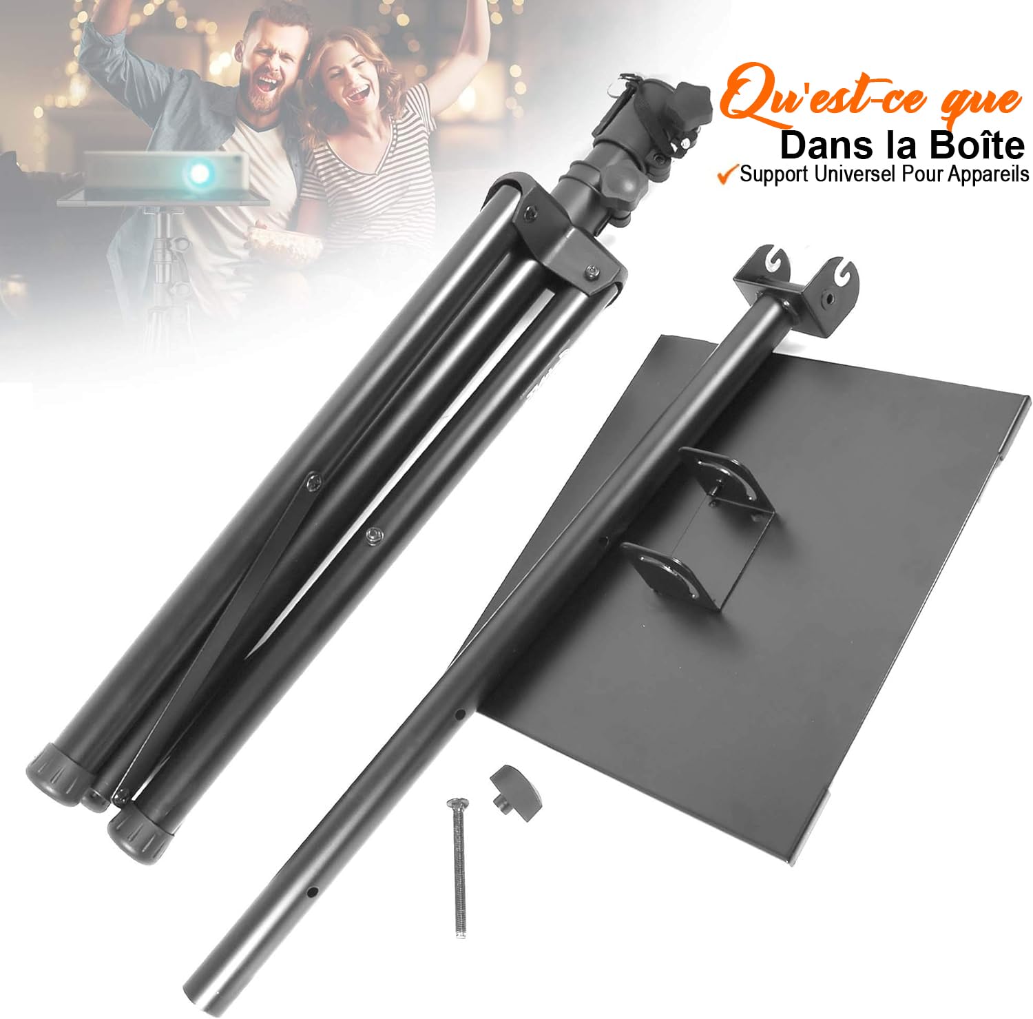 Pyle Support de Projecteur, Trépied Réglable en Hauteur, Support Videoprojecteur Pliable, S'étend de 76 à 134 cm, Pied pour Les Ordinateurs Portables, Projecteurs, Équipement de DJ, Noir