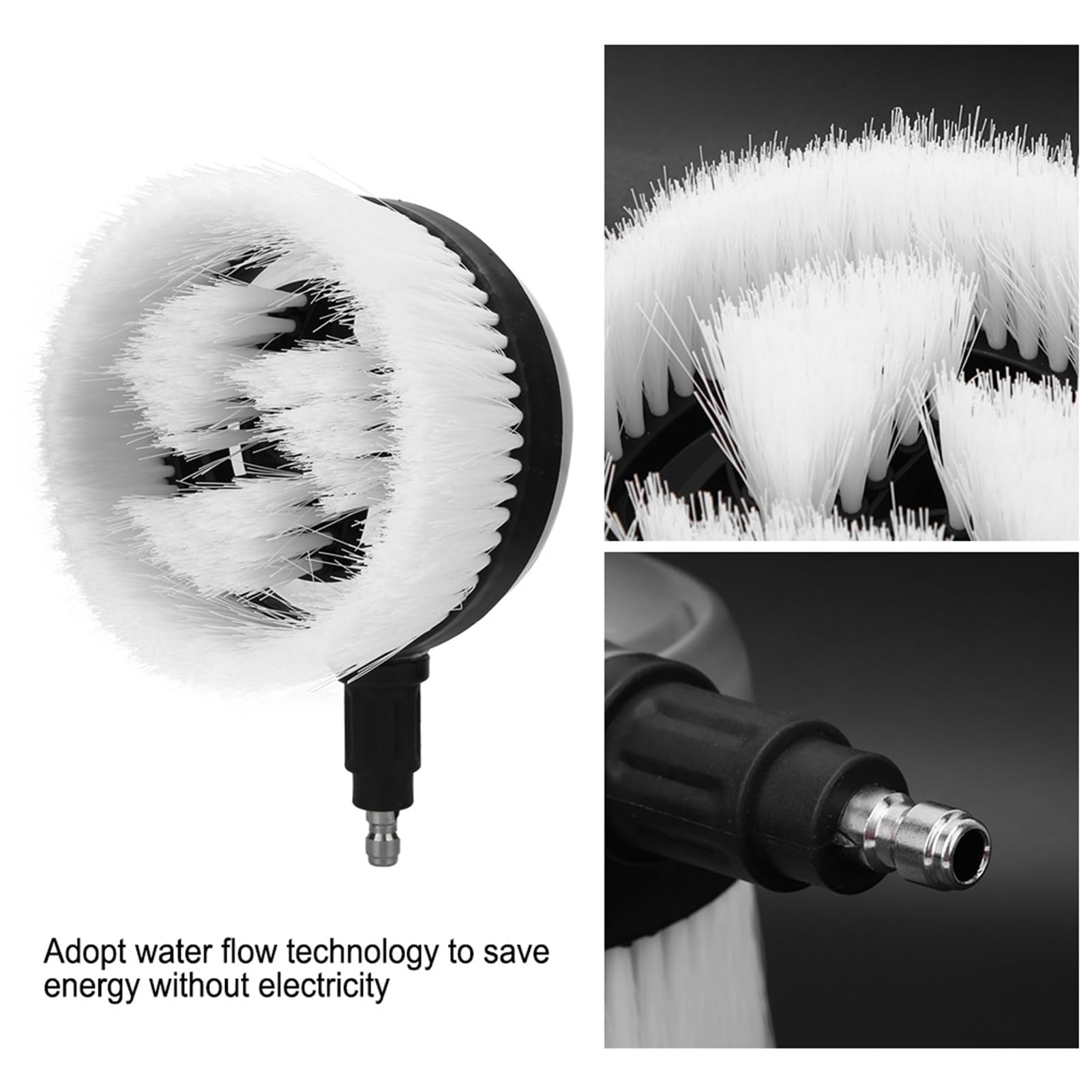 Rotary Wash Brush 360 Degrees Fan Shaped Power Washer Attachment with 1 4 Quick Connector for High Pressure — view 9