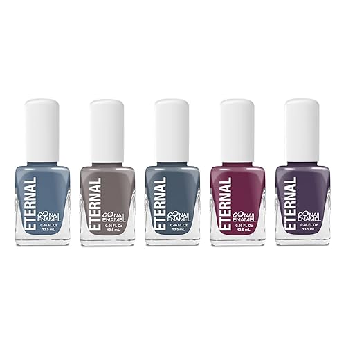 Eternal Juego de esmaltes de uñas azules para mujer (DARK ELEGANT) Juego de esmaltes de uñas marrón para niñas Esmalte de uñas rosa de secado