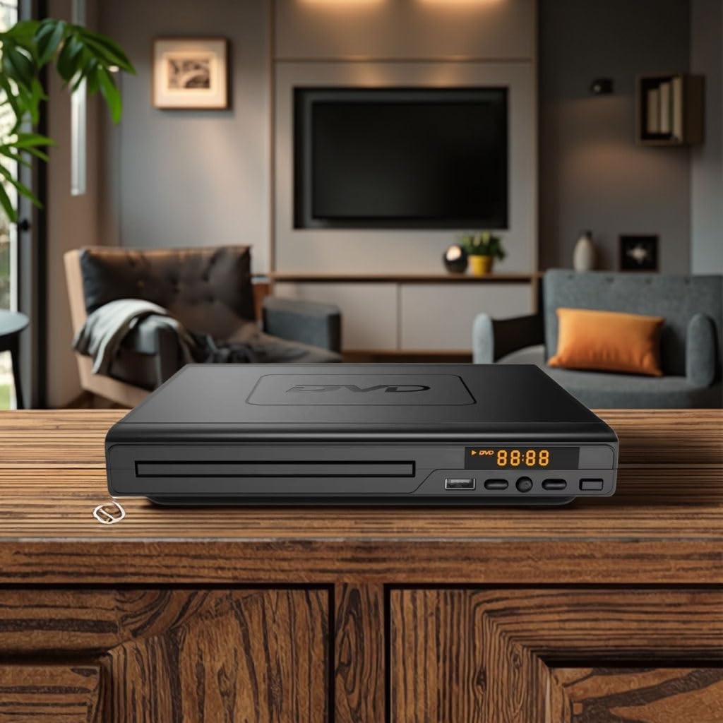 Reproductor de DVD KCR de 225 mm para TV, Aprendizaje en el hogar y Uso de Entretenimiento, Salida HDMI/AV, Entrada USB, con Control Remoto