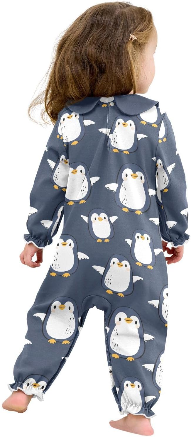 vvfelixl Baby Sleepers Cute Simple Penguin Long Sleeve Onesie Girl Baby Clothes for Girl Play One-piece for 0-3 months