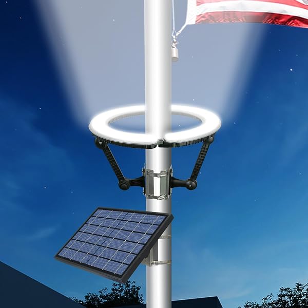 enrybia Flag Pole Light Solar Powered 4640 Lumens Brightest Solar Flagpole Light Outdoor Waterproof Dusk to Dawn 32 LED