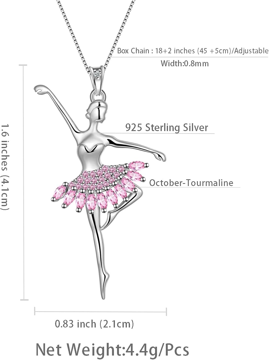 Aurora Tears Ballerina Tiny Dancer Necklace/Earring Ballerina Ballet Recital Gifts 925 Sterling Silver Rainbow Dancer Dance Pendant Jewelry for Sister Mom Friends - Image 4