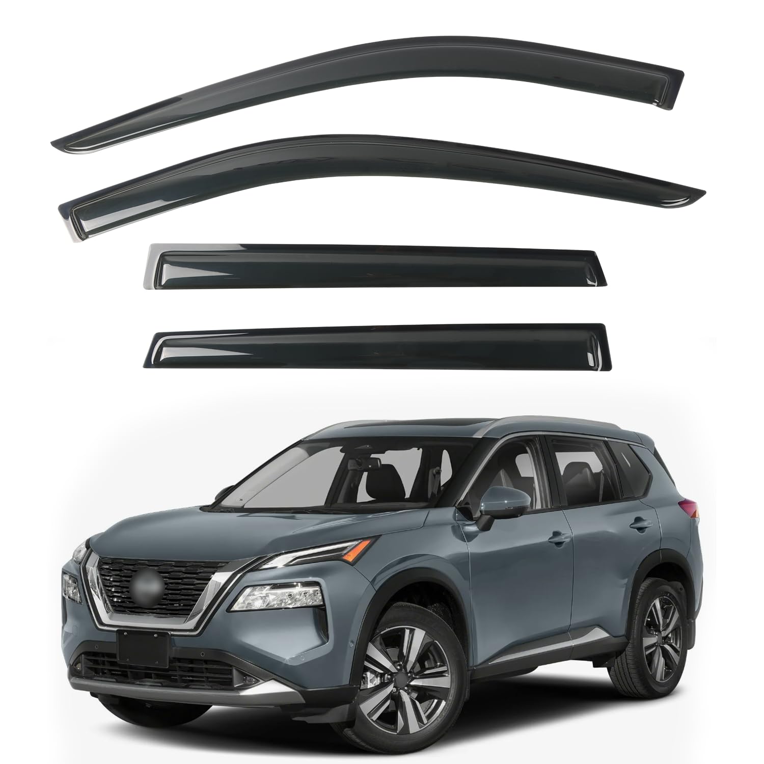 Tape-on Side Window Visor Deflectors Fit for Nissan Rogue 2021-2024, Window Deflectors, Vent Window Visors 4 Pieces