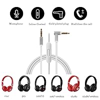 Vista 5 de cipher Cable de audio de repuesto, compatible con auriculares Beats, modelos Studio Solo Pro Detox Mixr Executive Pill, con micrófono y control