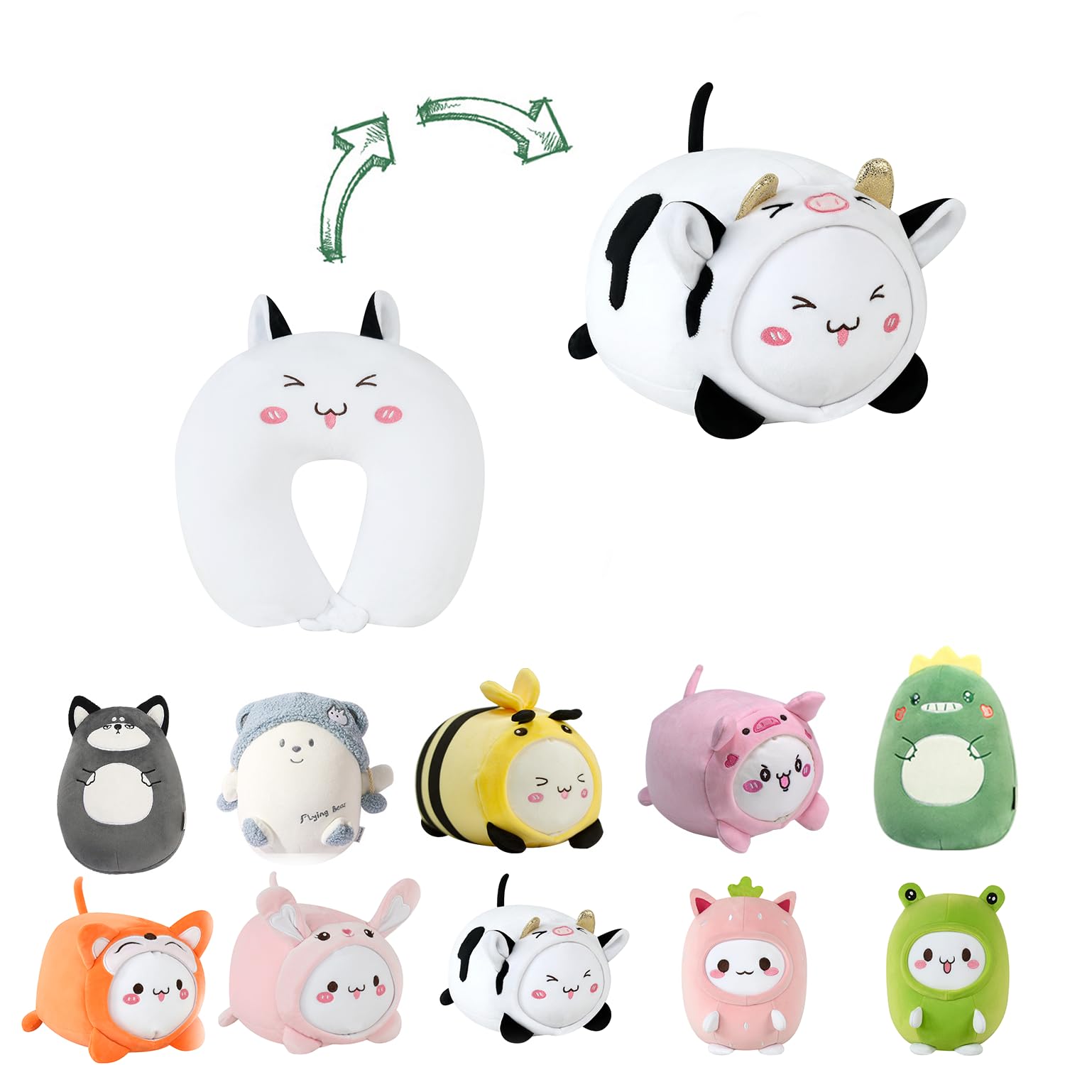 Cuscino Da Viaggio Per Bambini 2 In 1 A Forma Di U - Morbido E Regolabile Per Auto, Aereo, Campeggio - Foto 9