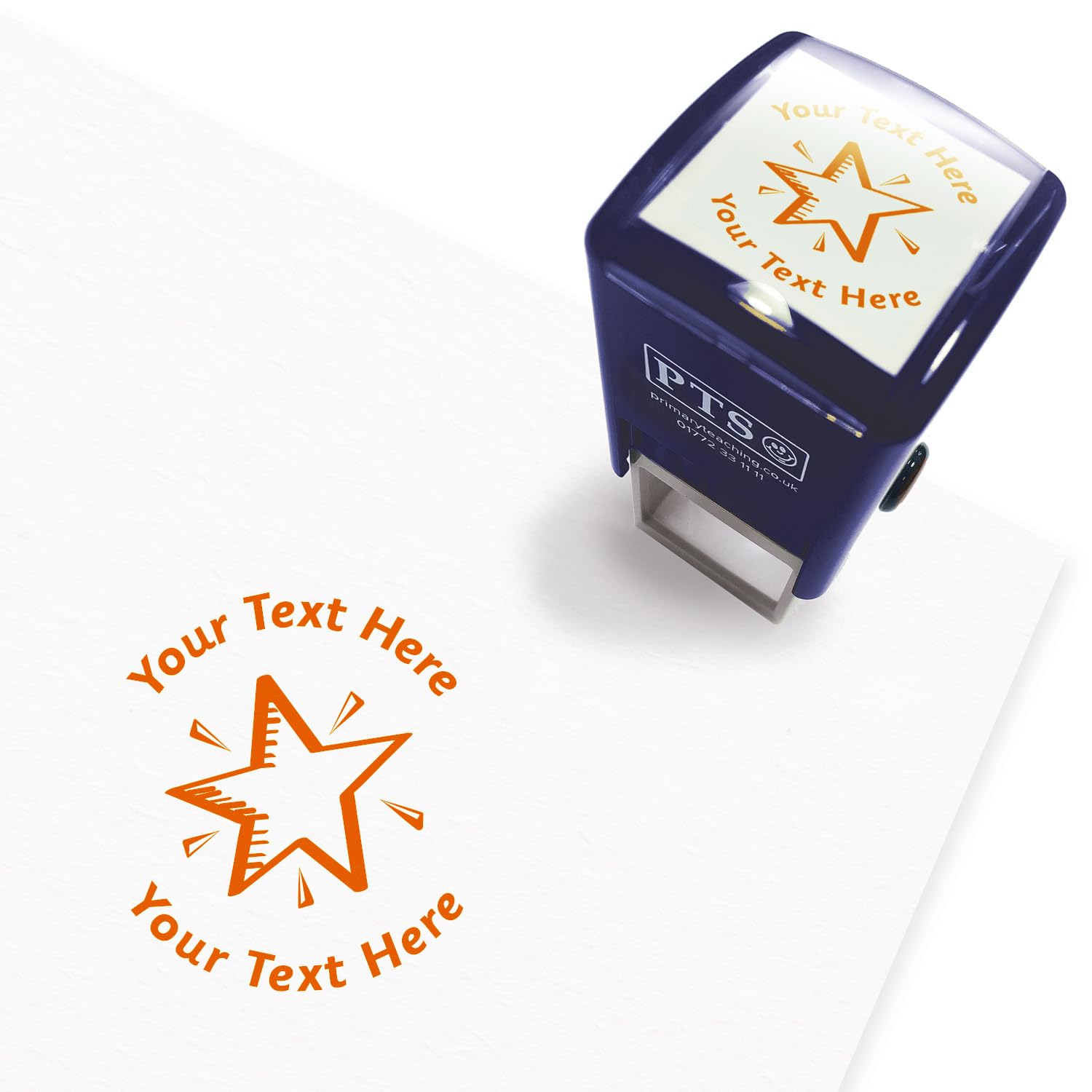 Personalised Star School Teachers Reward Feedback Marking Stamper Stamp 25mm Primary Teaching Services (Orange)