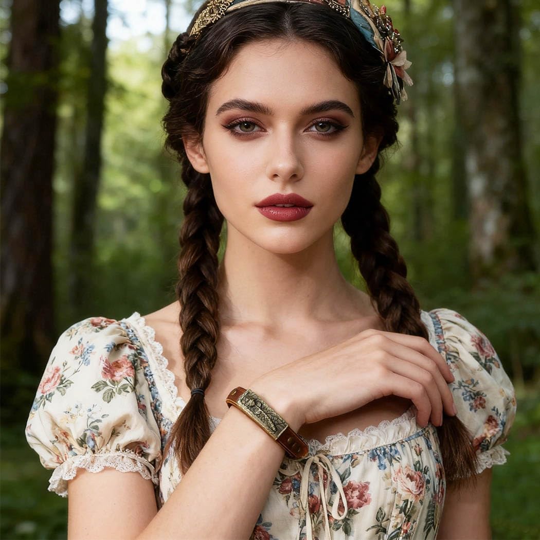Boho leather bracelets Vintage Brown Bracelet Buckle Clasp Rose Bracelets Handmade for Women and Men