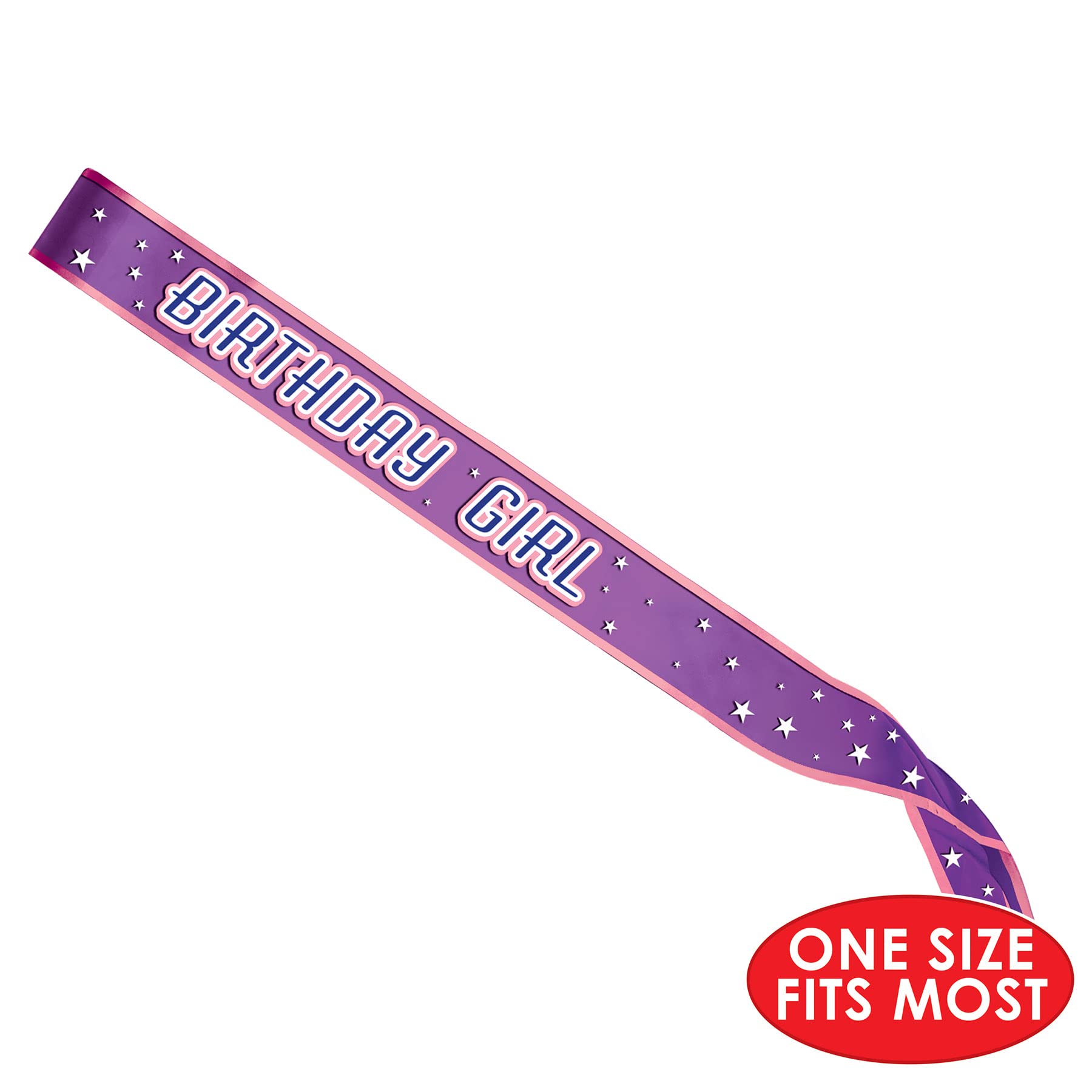 Beistle S60181AZ3 Schärpen für Mädchen, Satin, 3 Stück Partyzubehör, Stoff, Violett/Rosa/Weiß/Blau
