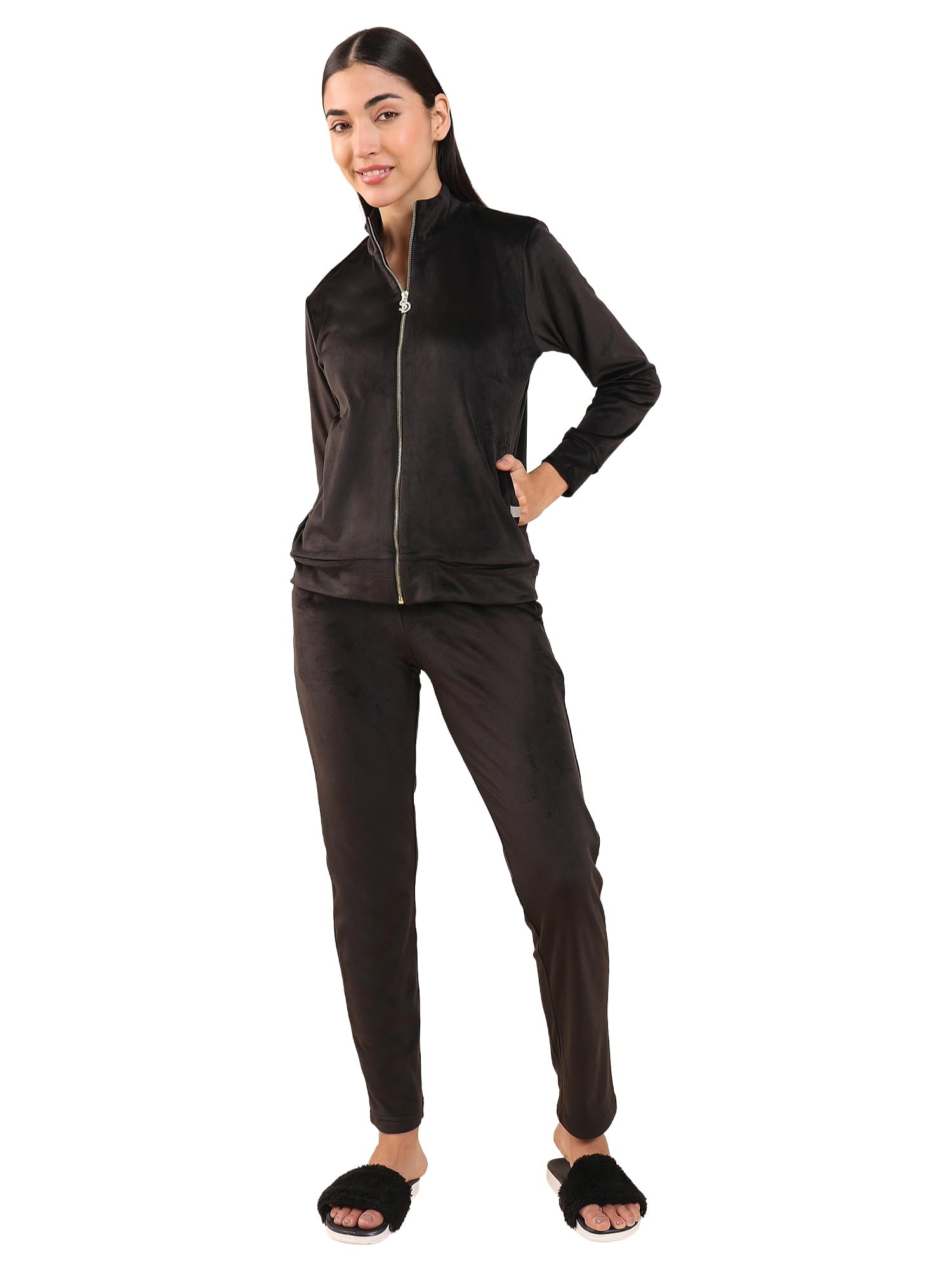 sweet dreams Women'S Velour Spandex Front Open Tracksuit-picture-13