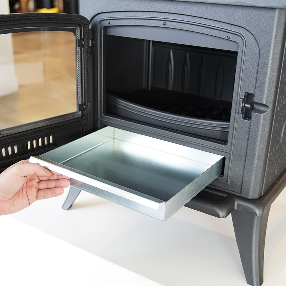 KRATKI Stufa a legna in ghisa KOZA K7 5kW Ø130mm - riscaldamento efficiente gamma di potenza 3-8kW, Stufa in ghisa ECO-DESIGN Stufe Classe di efficienza energetica A con Guanti termoresistenti inclusi