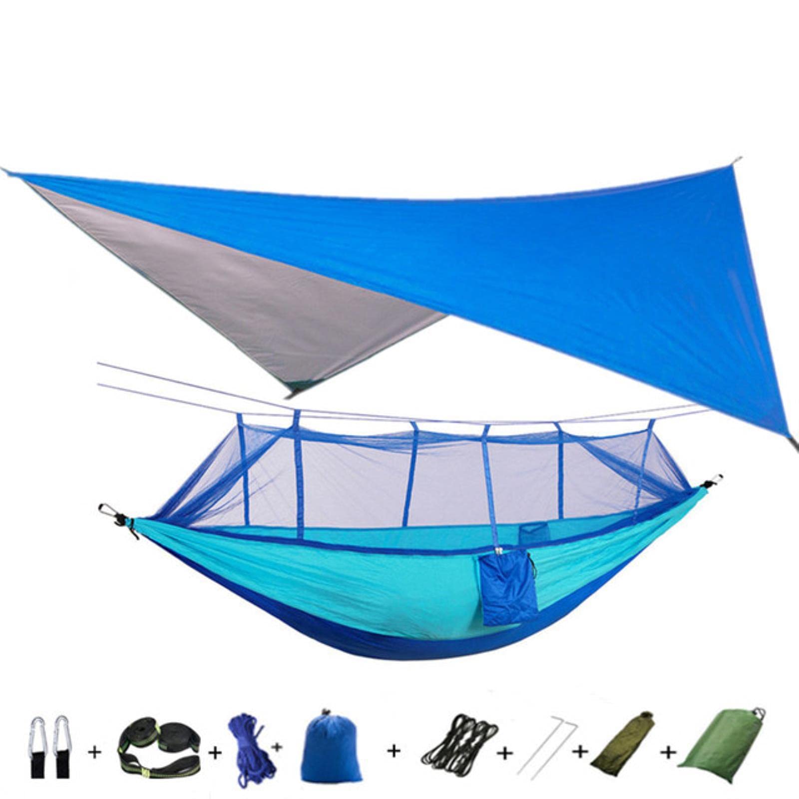 allforyou Portátil al Aire Libre Camping Mosquitero Hamgocktent con Hamaca Canopy High Fuerza Paracaídas Cama Colgando Caza Swing Swing