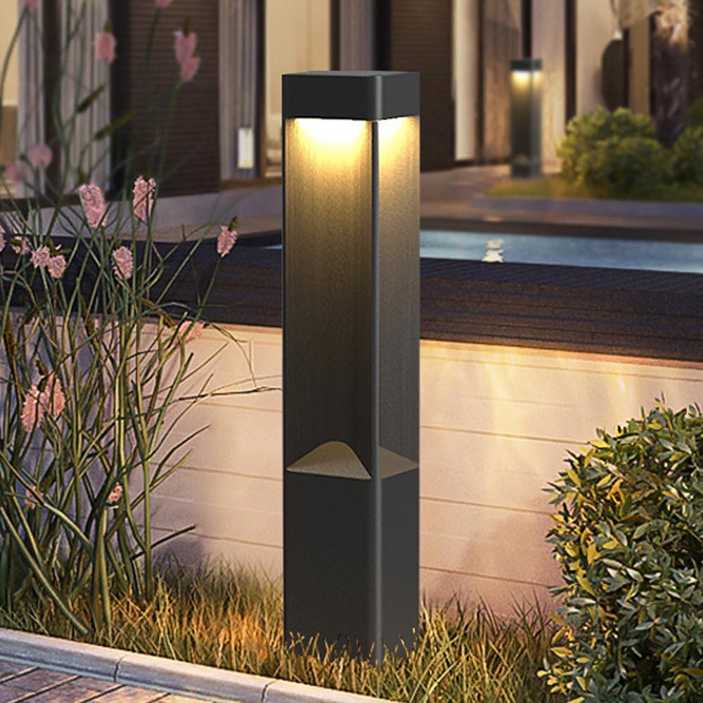Nowoczesna lampa solarna do ścieżek ogrodowych 5W LED z ciepłym światłem i wodoodporną obudową aluminiową IP65, lampa solarna do ścieżek, czarna kwadratowa lampa ogrodowa do drzwi przednich/tylnych, t