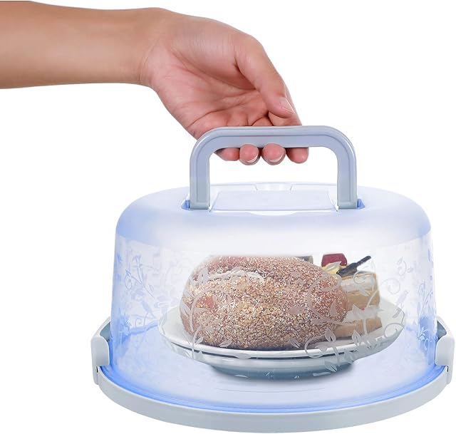 Hemoton Plastic Cake Containers Clear Cake Container Cake Carrier with Handle Refrigerator Storage Box for Cake Fruits Meat Vegetables (25 * 25 * 12.5cm)