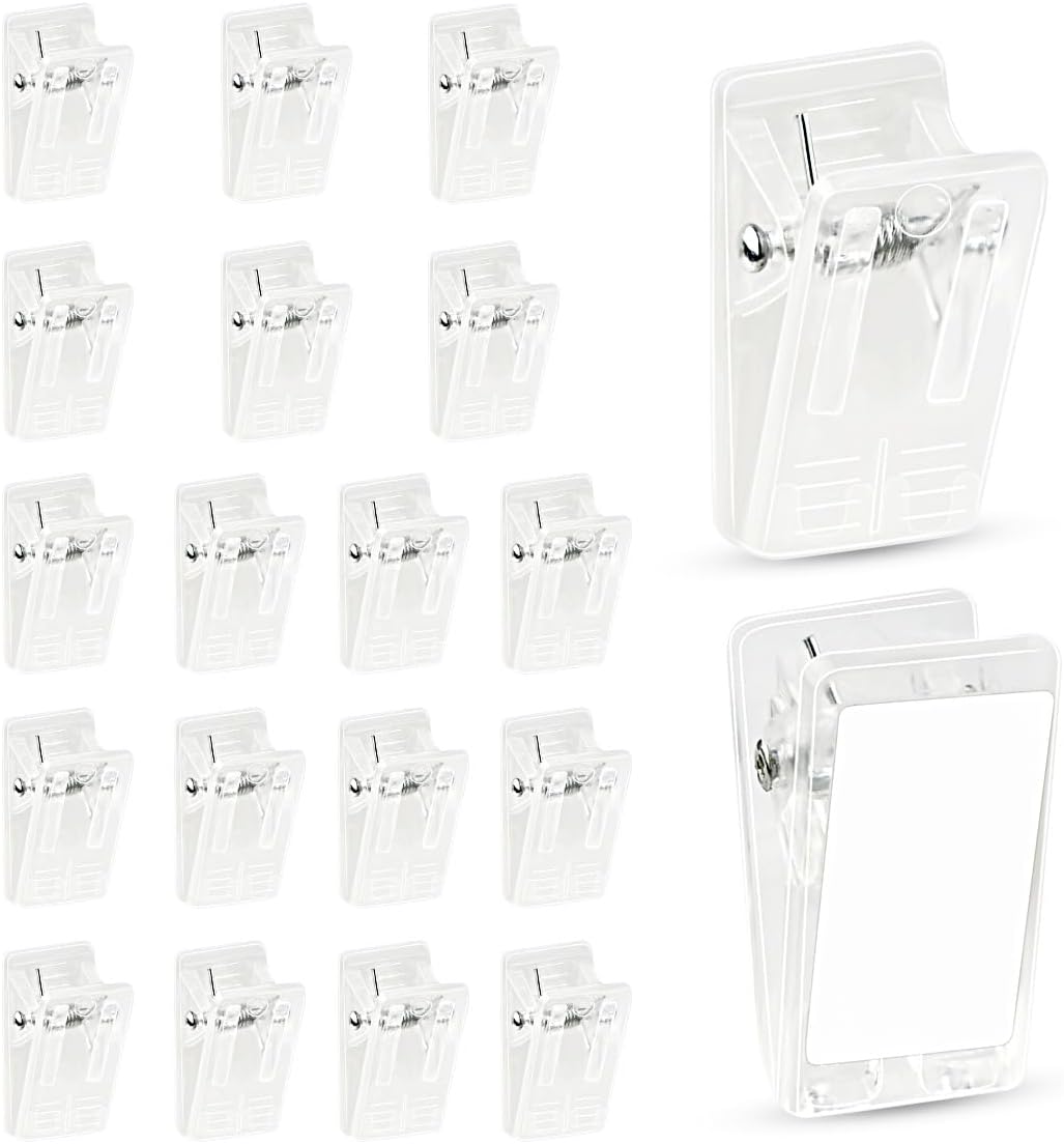 20 Pieces Clear Plastic Self Adhesive Clips, Sticky Spring Clips for Wall Hanging Tapestry Photo Poster Paper, Multi-Use Self-Stick Clips for Office Home Bedroom Decor Hanging Supplies